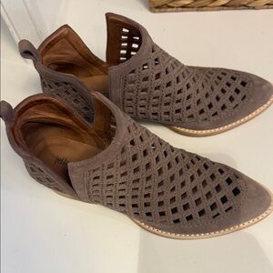 Jeffrey Campbell Taupe Laser-Cut Ankle Booties